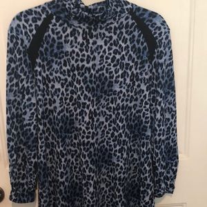 Susan Graver Mock Turtle Neck Liquid Knit Blouse